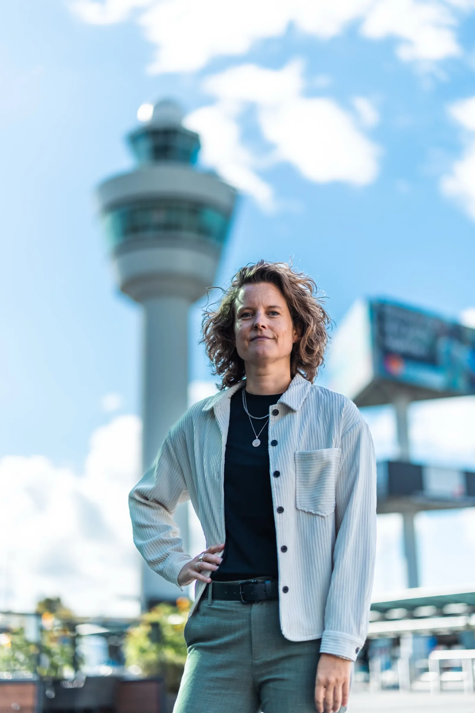 Roxanne Allard at the Schiphol control tower